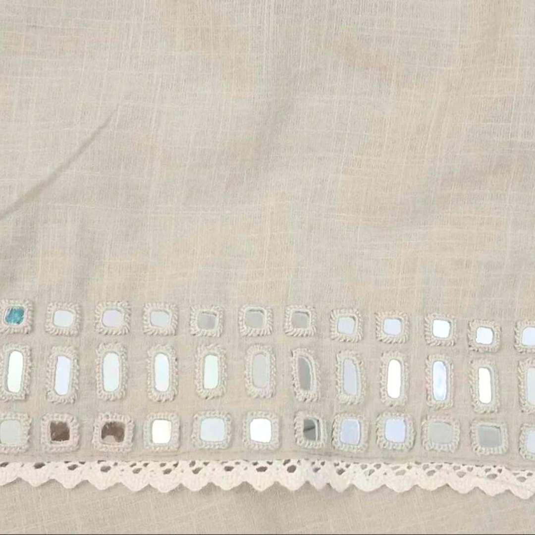 Beige Brown Real Mirrorwork Blouse