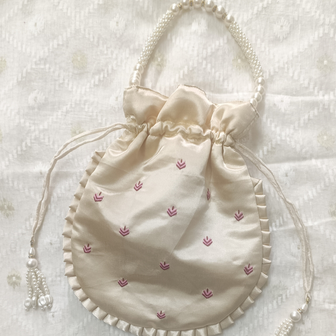 Buy Beige Colour Shreenathji Potli Bag | Godhuli