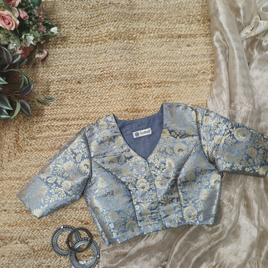 Ash Grey Banarasi Brocade Blouse