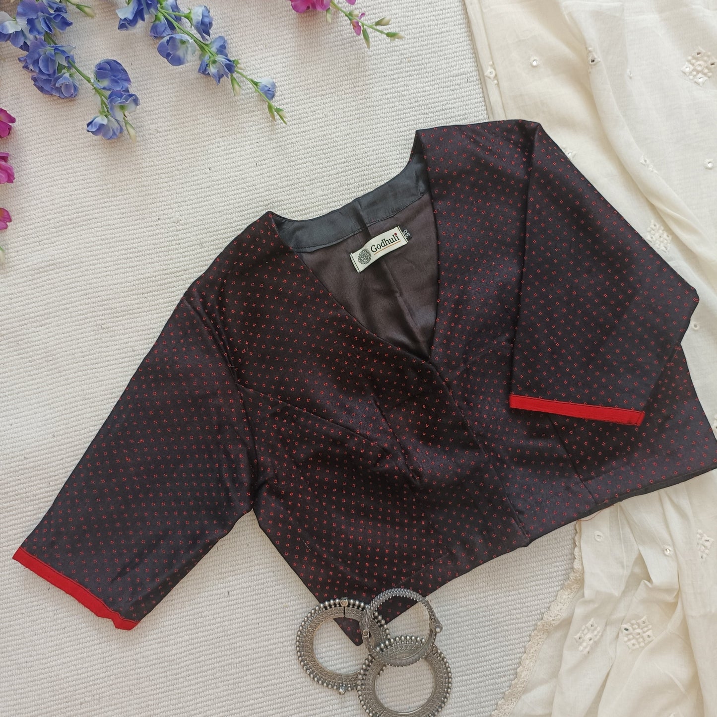Black Handwoven Daani Gaji Silk Blouse