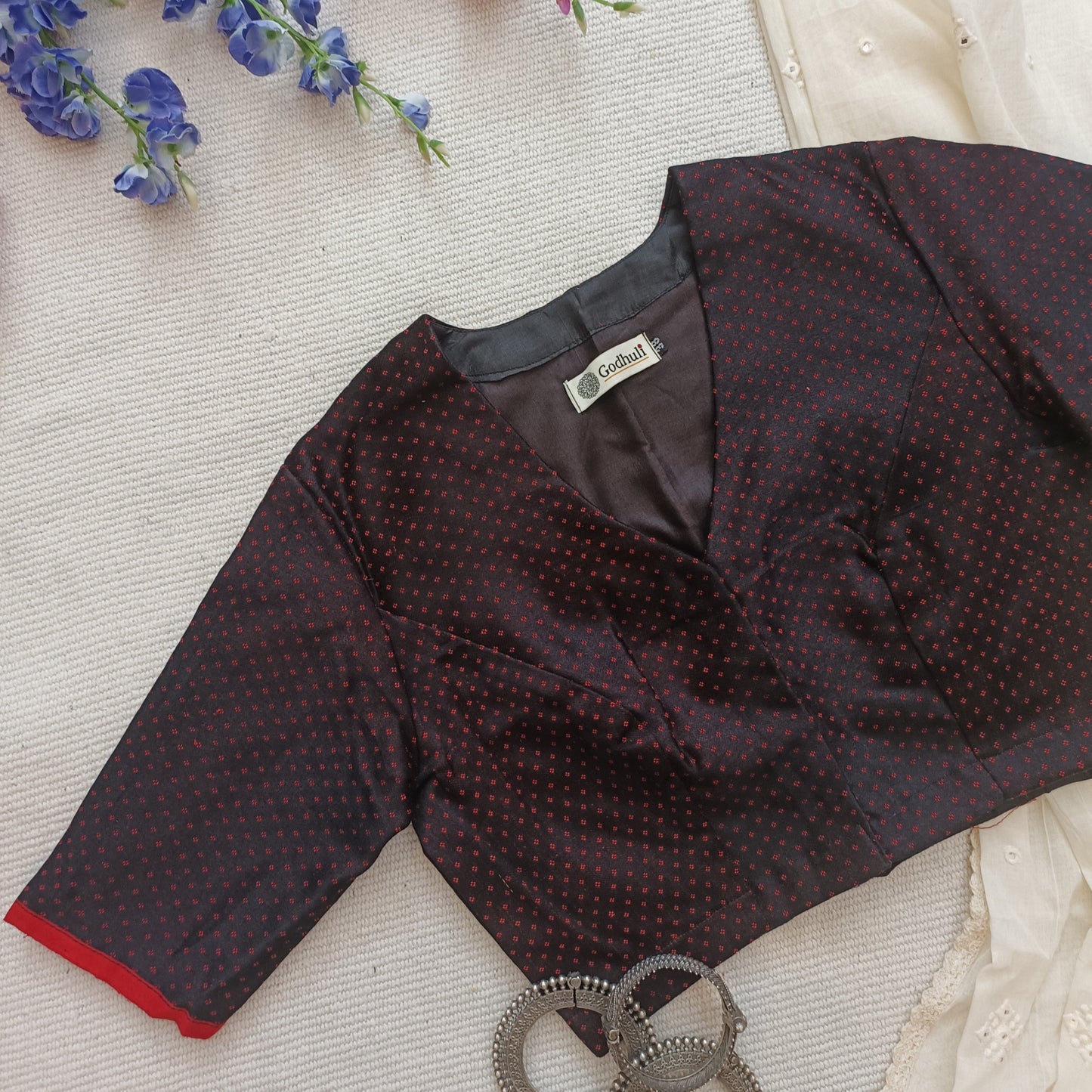 Black Handwoven Daani Gaji Silk Blouse
