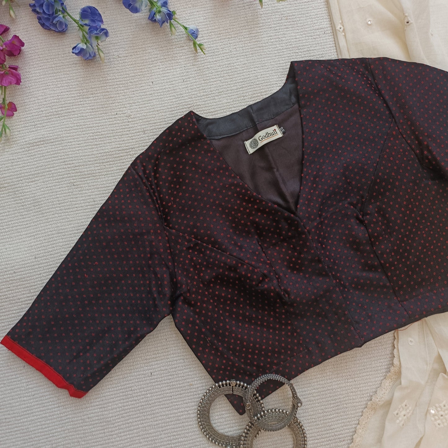 Black Handwoven Daani Gaji Silk Blouse