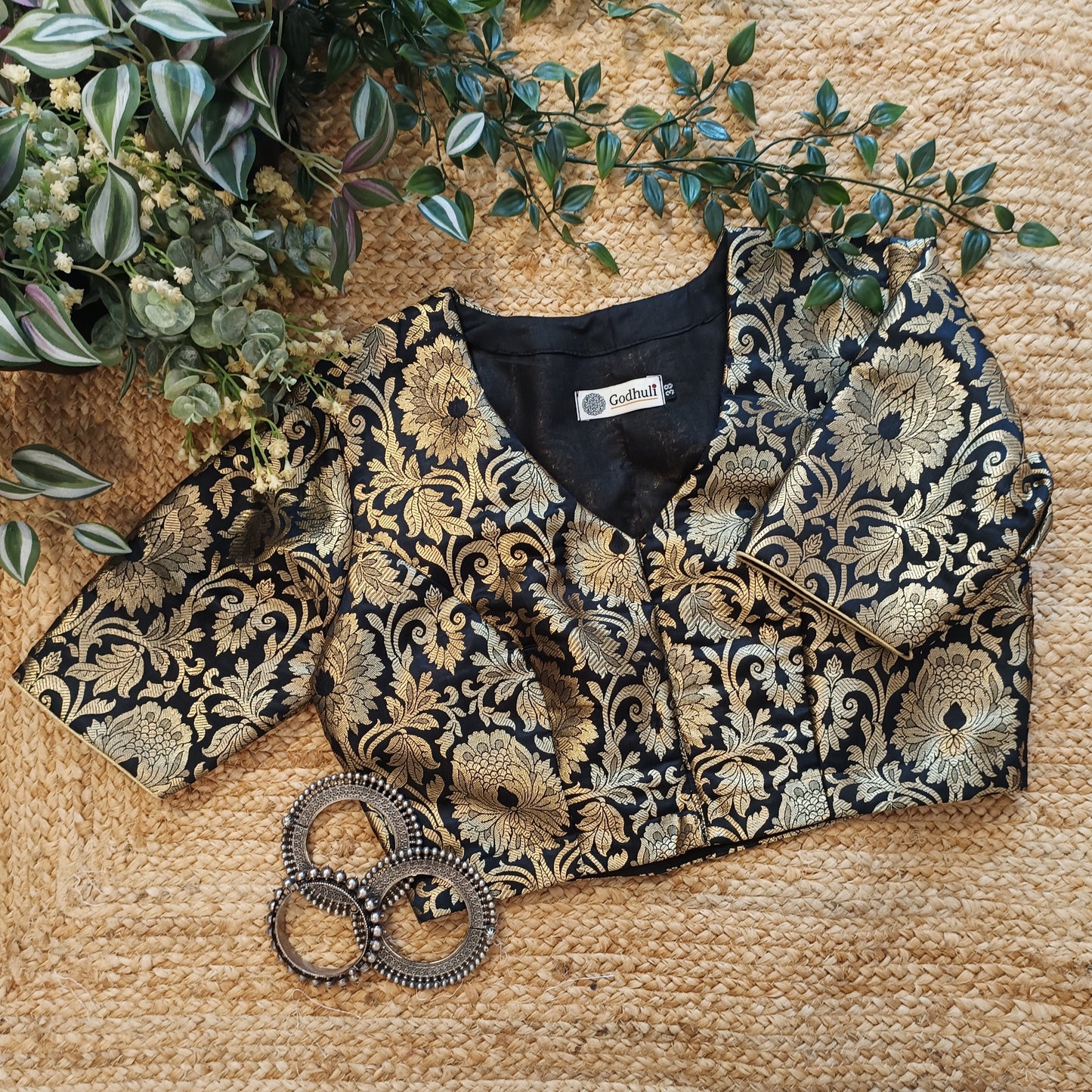 Black Kimkhab Banarasi Brocade Blouse