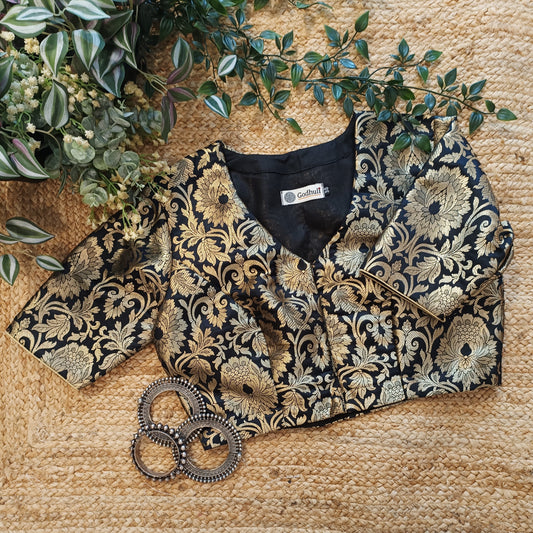 Black Kimkhab Banarasi Brocade Blouse