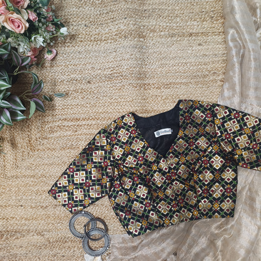 Black Patola Motif Banarasi Brocade Blouse