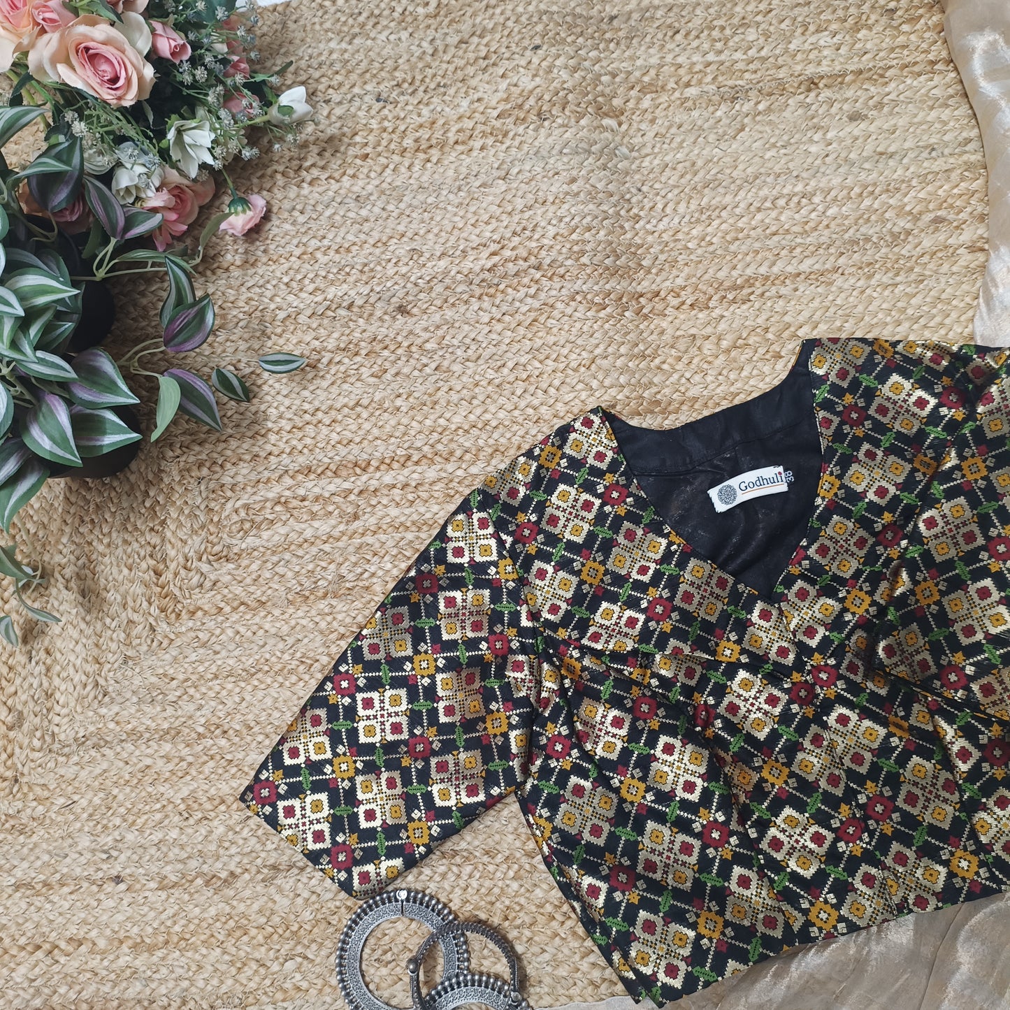 Black Patola Motif Banarasi Brocade Blouse