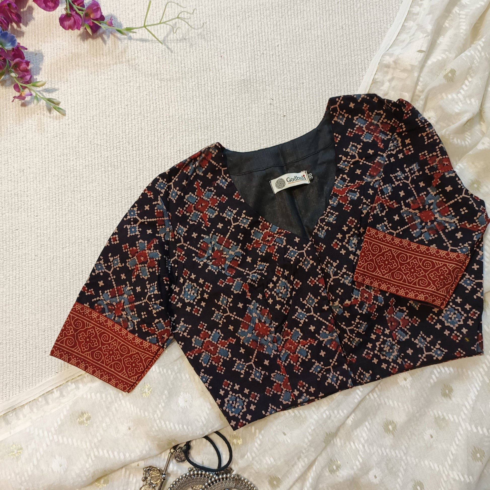 Black Patola Print Ajrakh Blouse