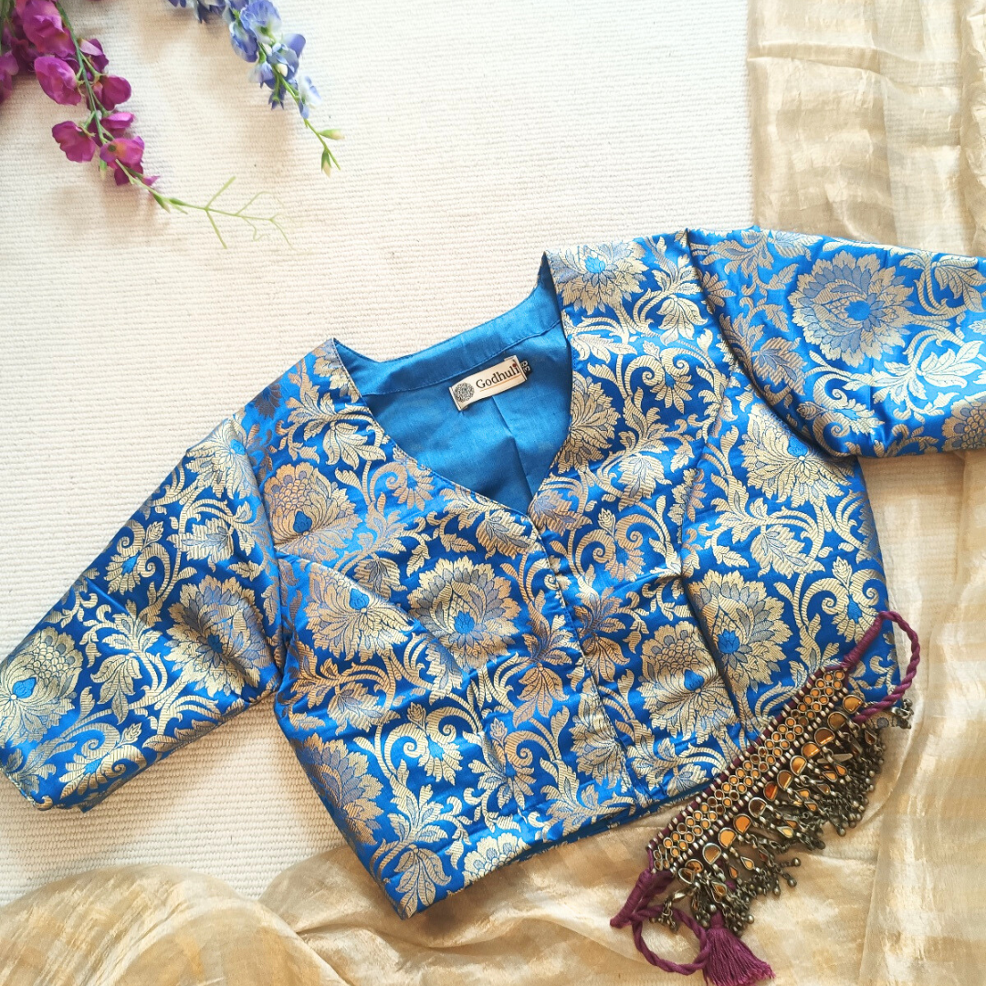Blue Banarasi Brocade Blouse