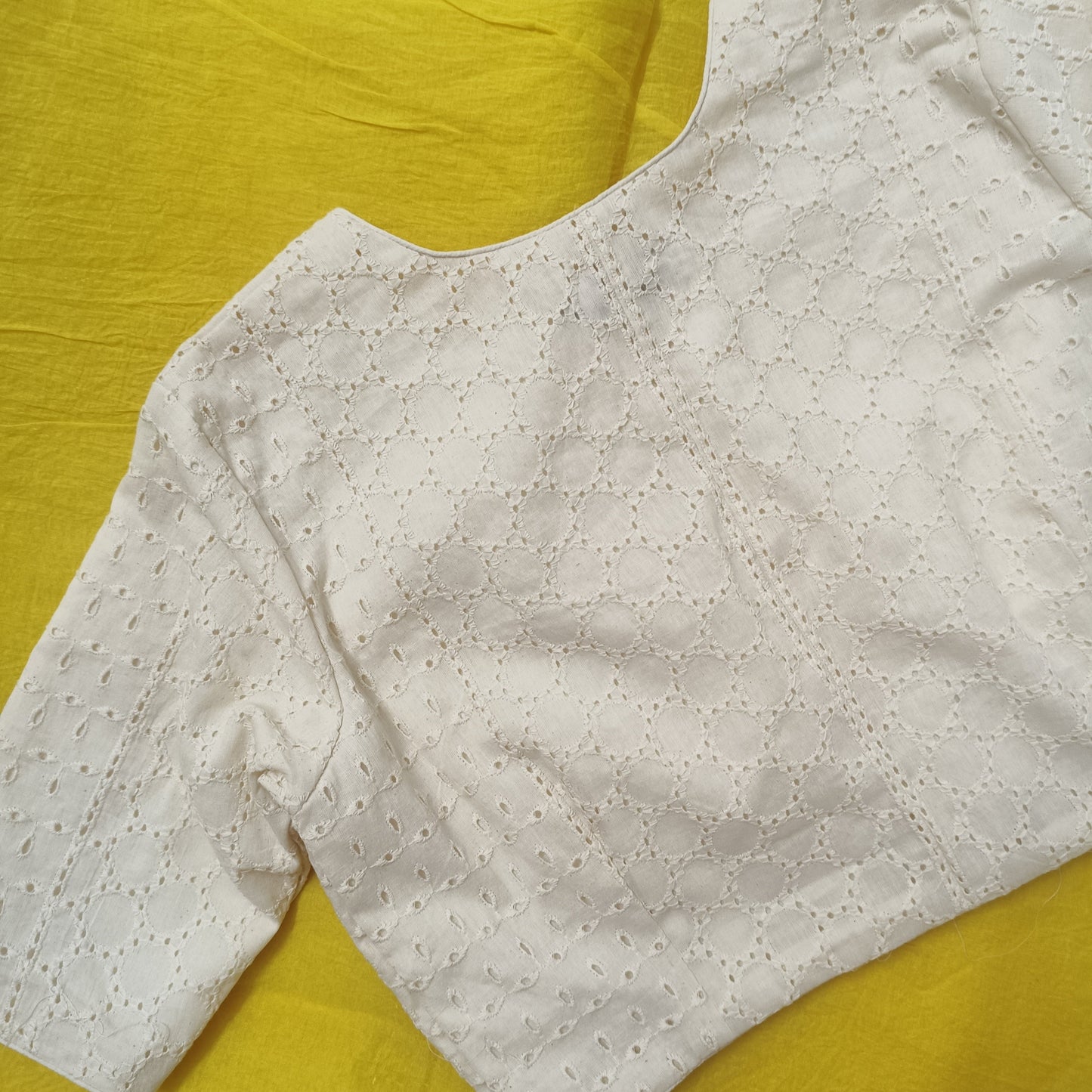 Cut-work Embroidered Blouse with Front Slit Combo