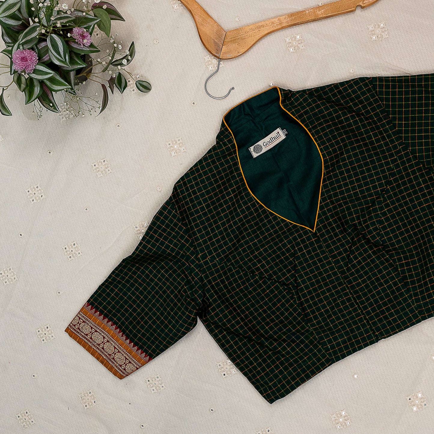 Green Two Tone Checkered Blouse