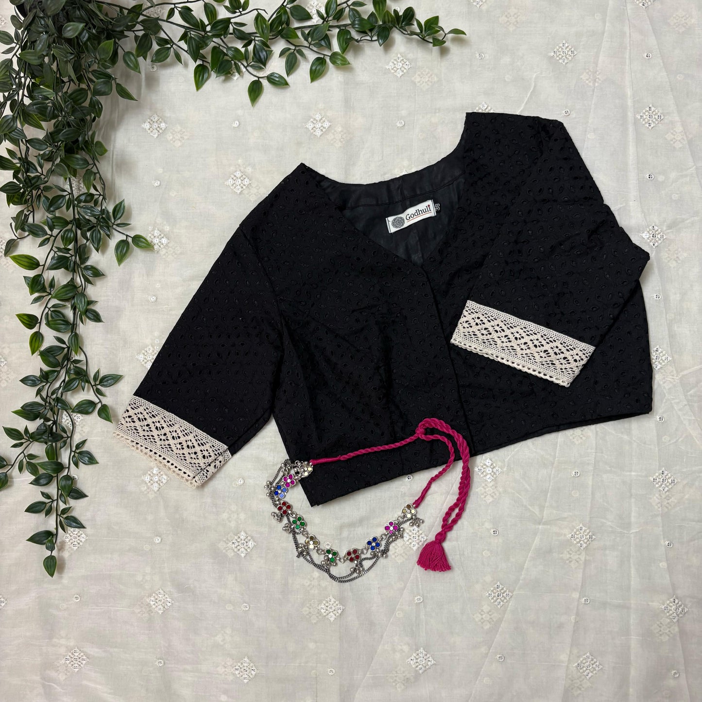 Buy Black Cut Work Embroidered Blouse | Godhuli