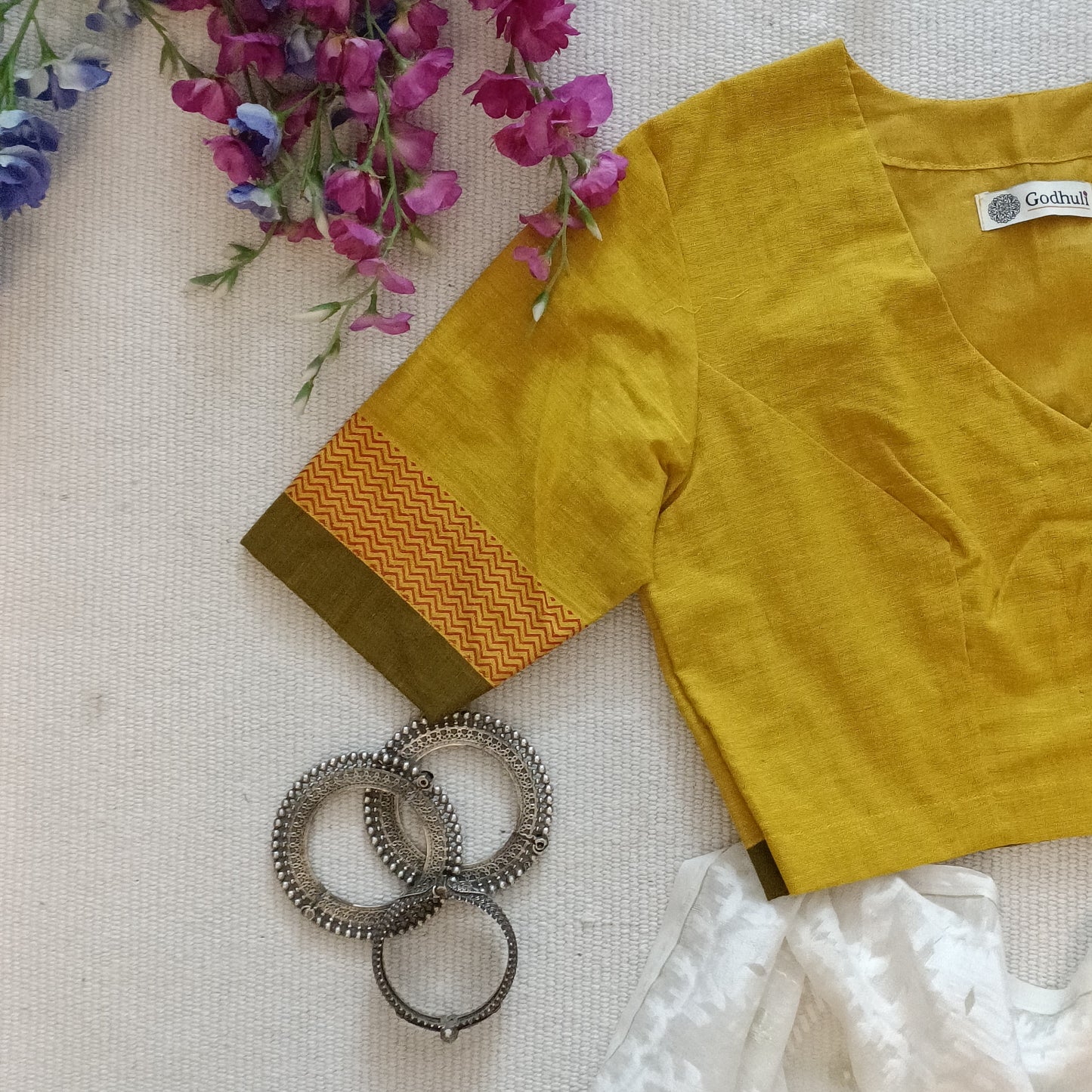 Ochre Yellow Narayanpet Border Blouse