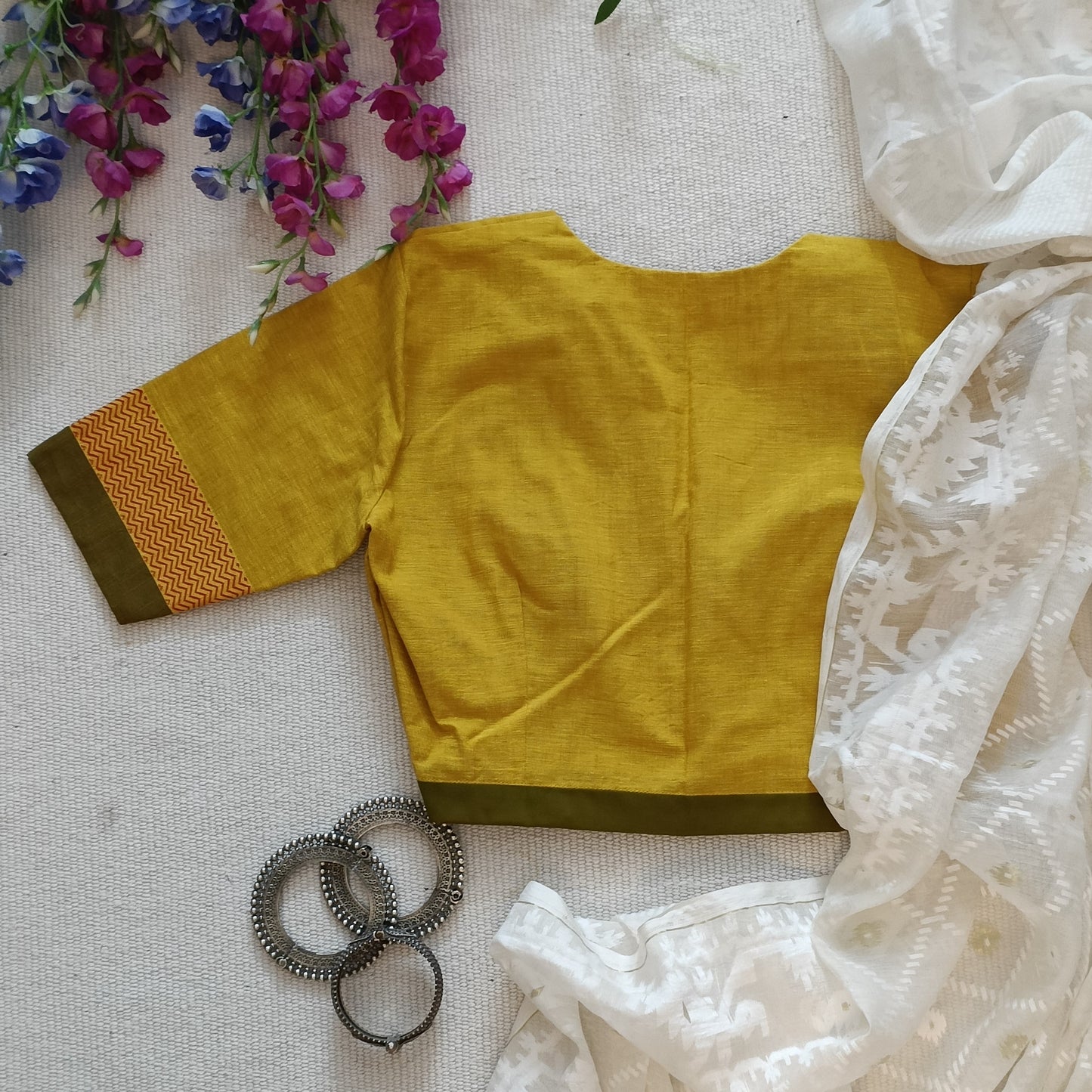 Ochre Yellow Narayanpet Border Blouse
