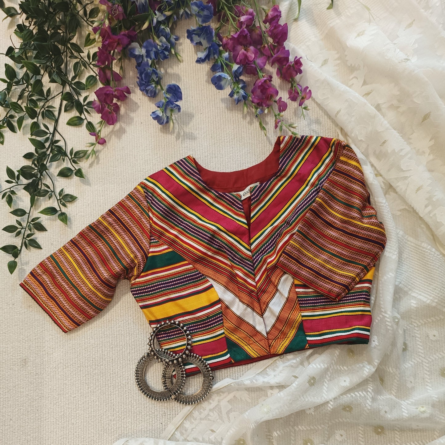 Rani Green Multicoloured Gaji Silk Blouse