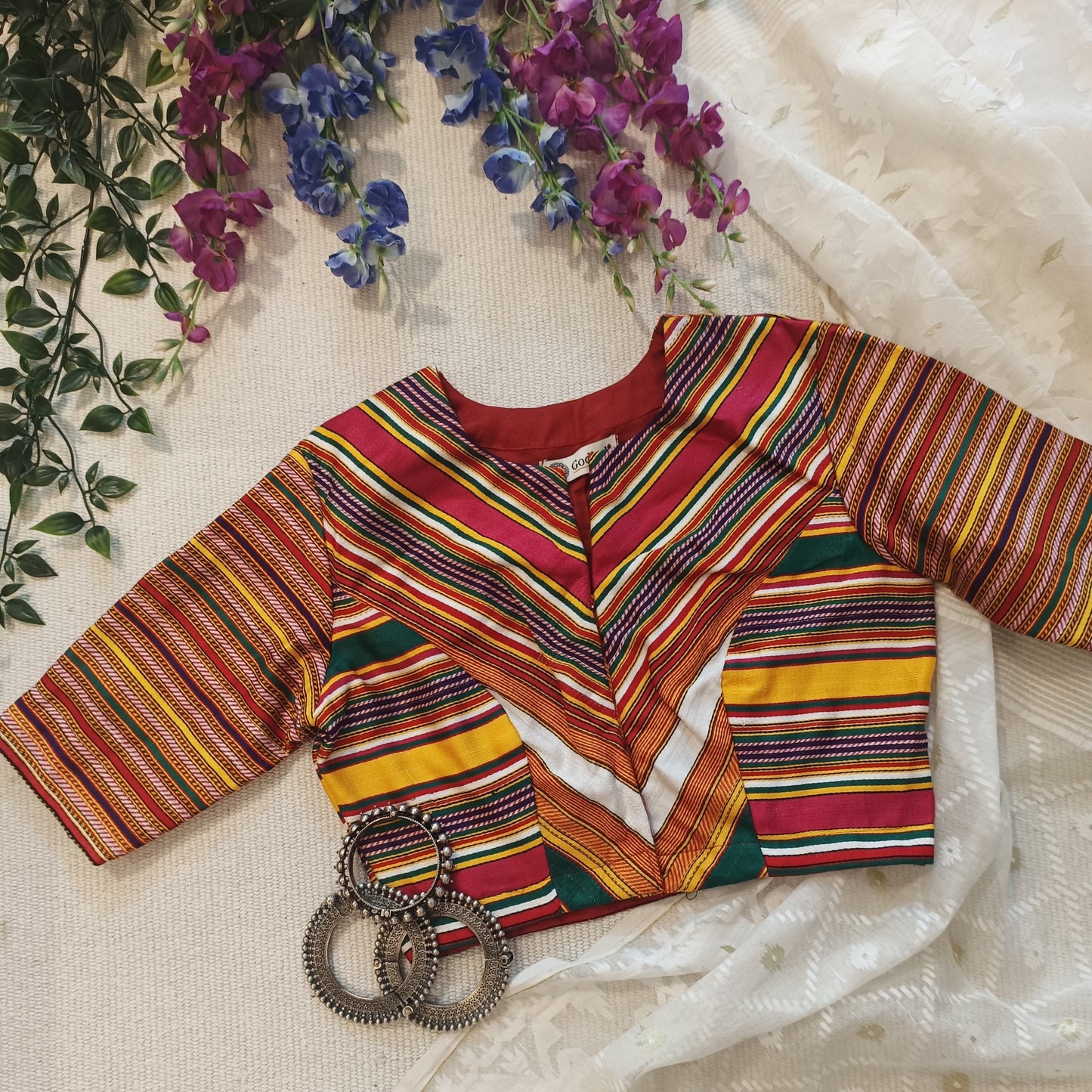 Rani Green Multicoloured Gaji Silk Blouse
