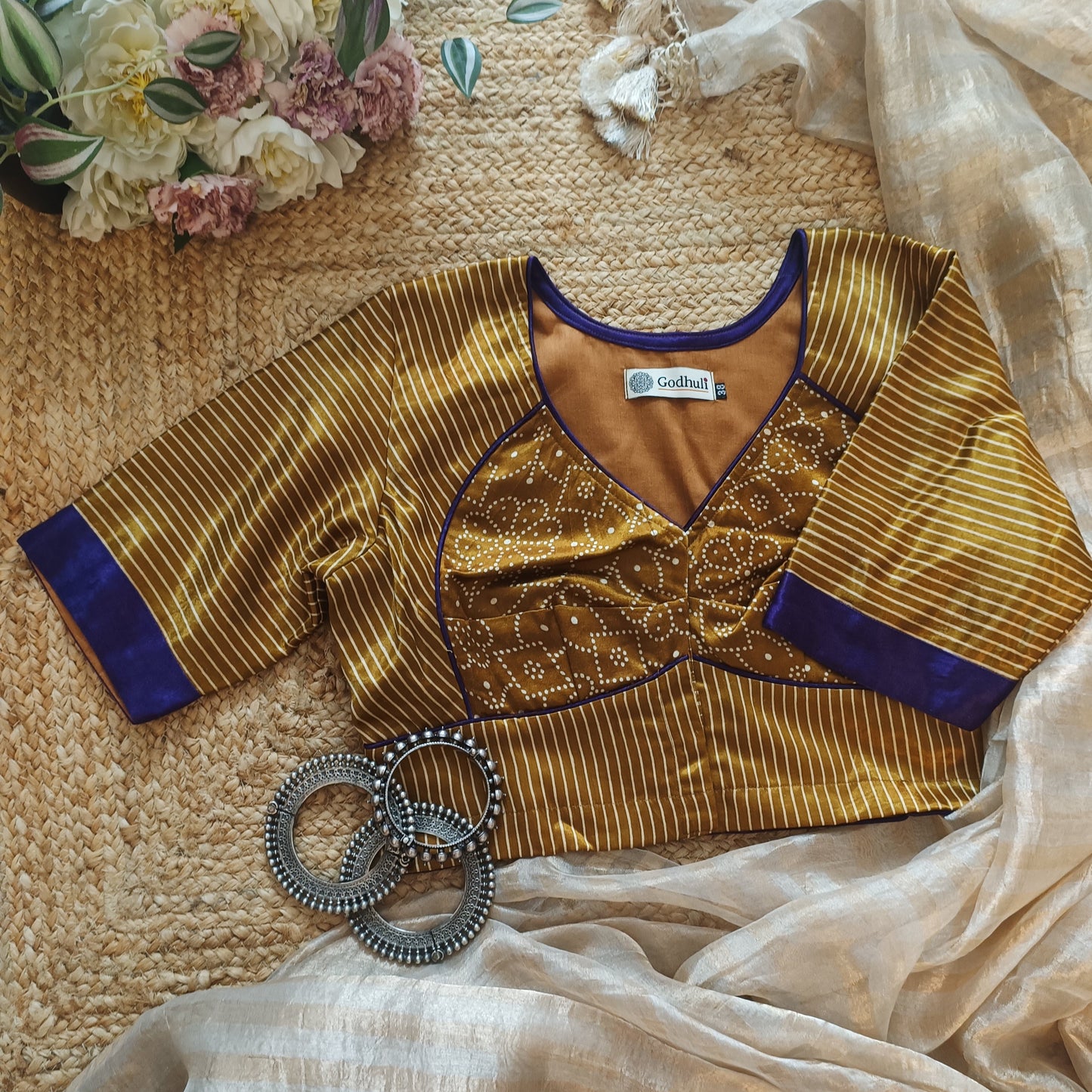Mustard Gaji Silk Choli Pattern Blouse
