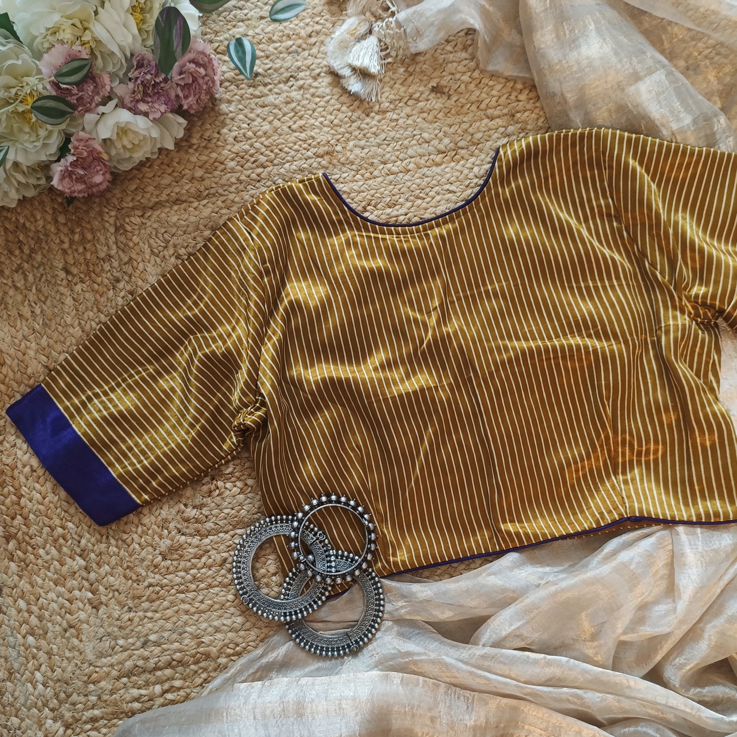 Mustard Gaji Silk Choli Pattern Blouse