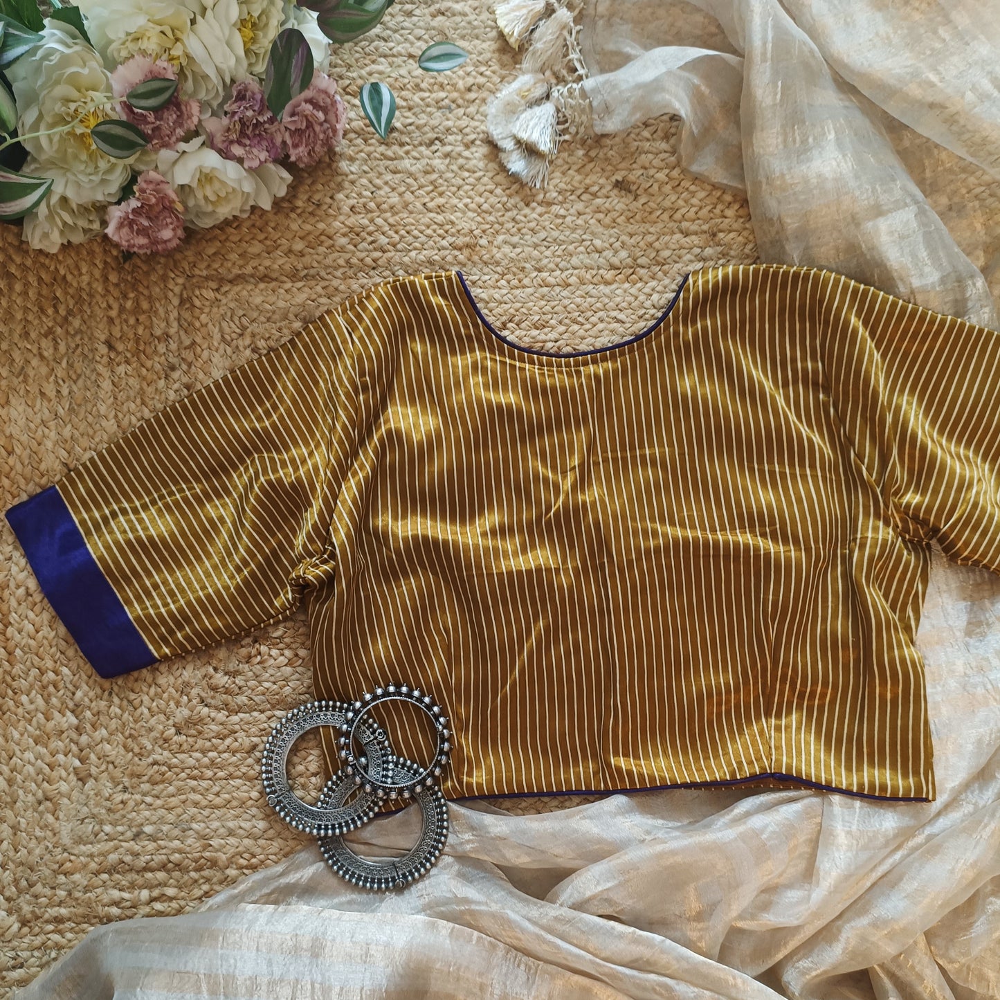 Mustard Gaji Silk Choli Pattern Blouse