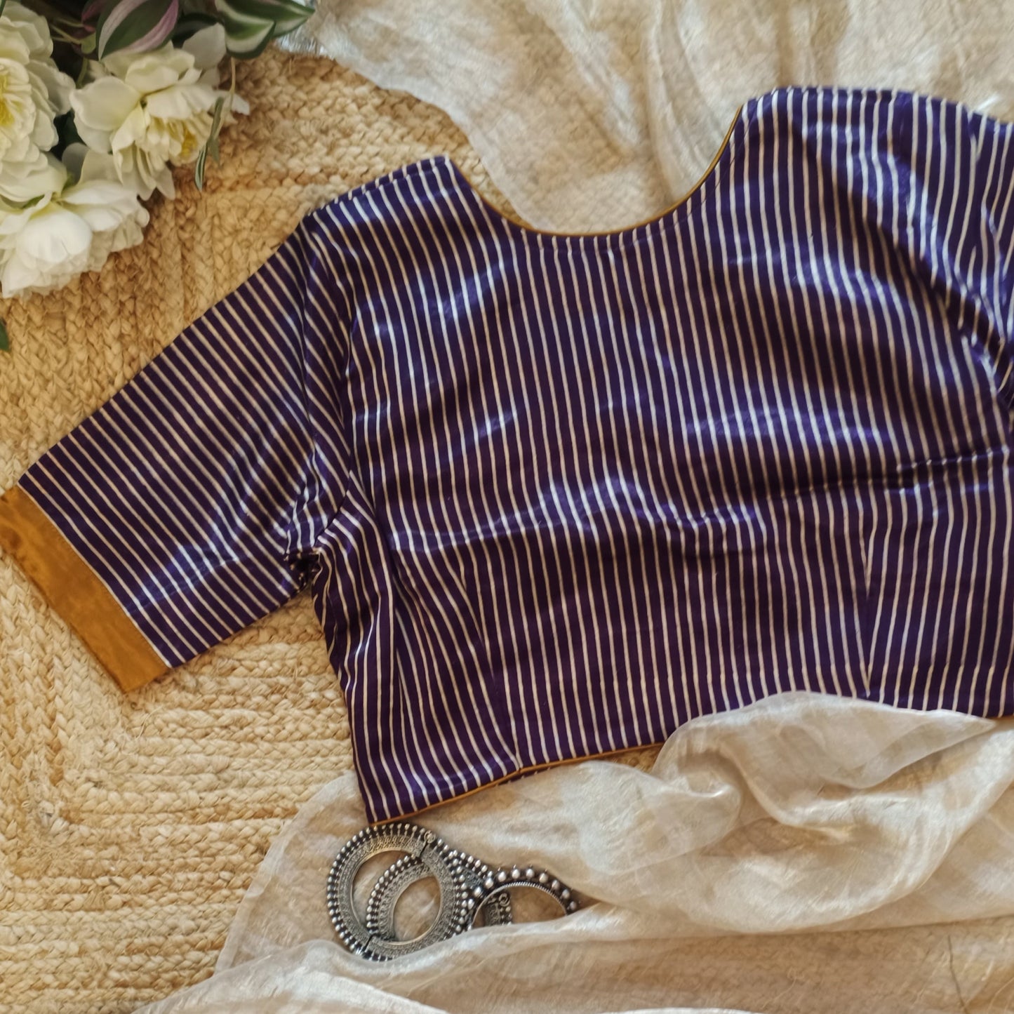 Purple Wine Gaji Silk Choli Pattern Blouse