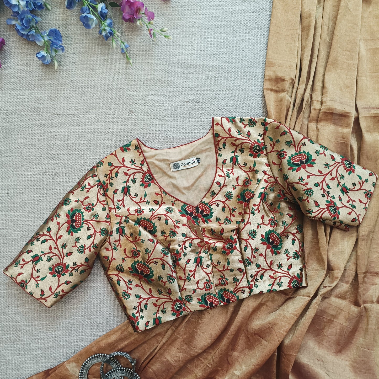 Golden Paithani Design Brocade Blouse