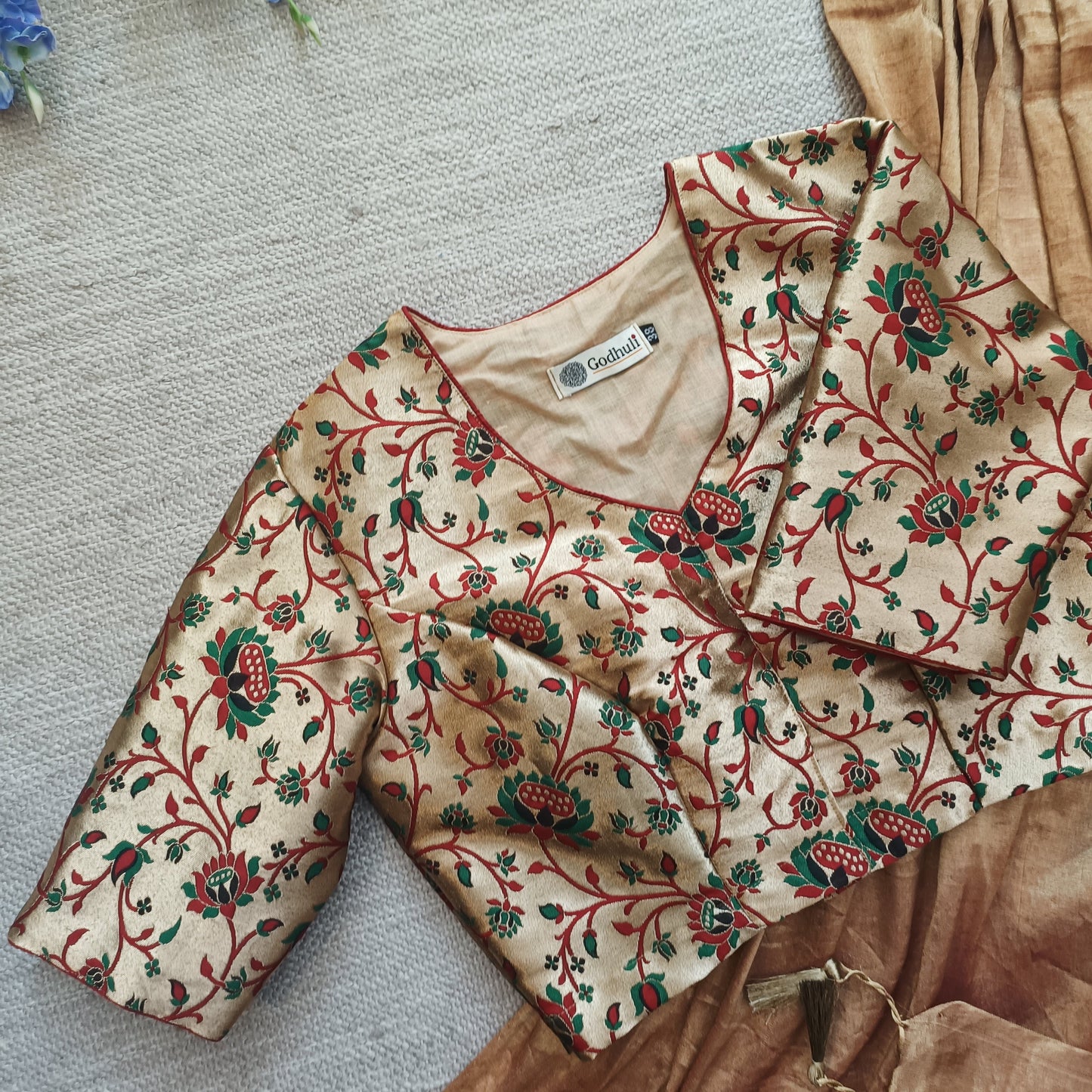 Golden Paithani Design Brocade Blouse