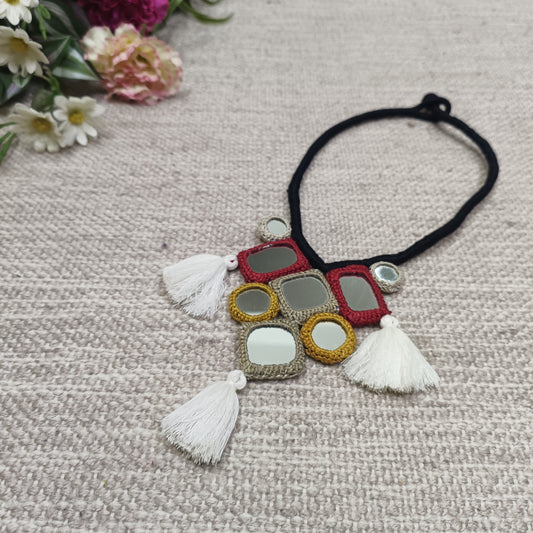 Handcrafted Mirrorwork Black Dori Neckpiece