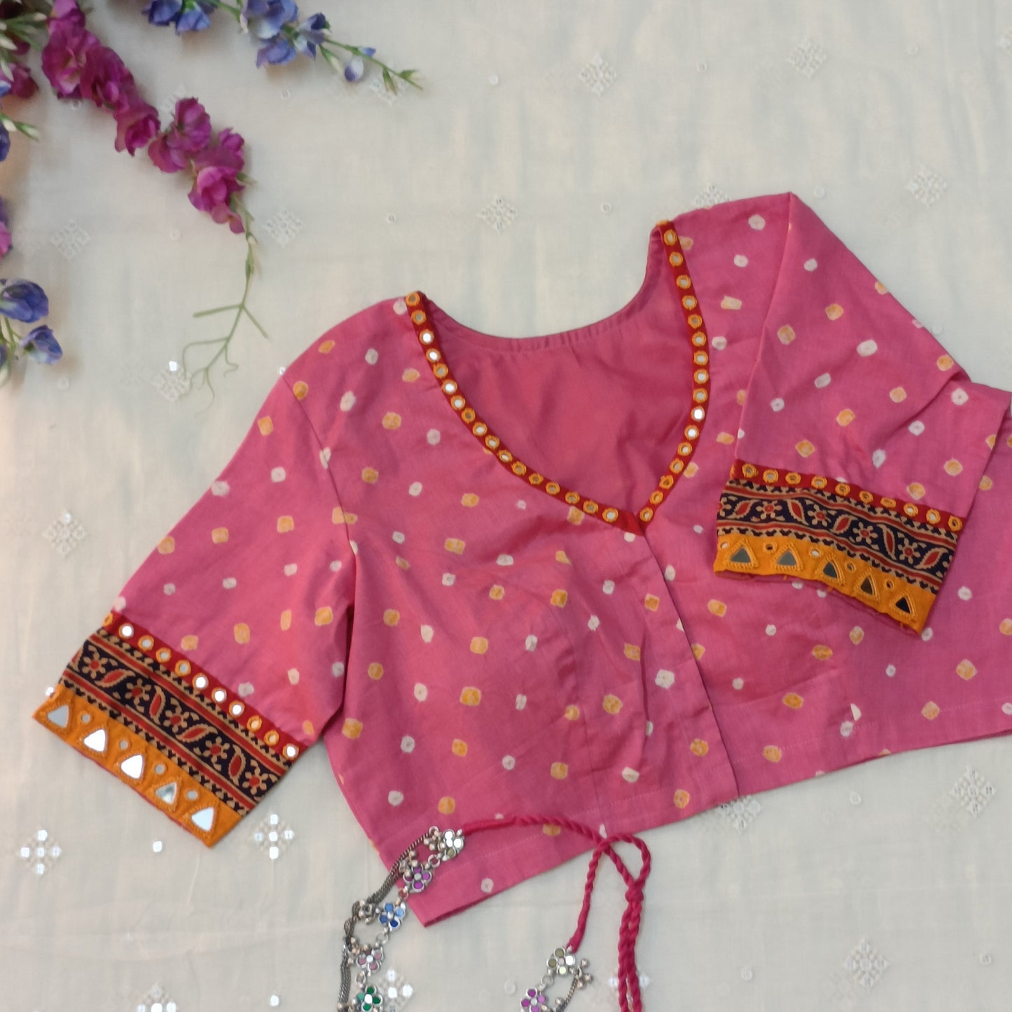 Buy Pink Bandhani Blouse | Godhuli