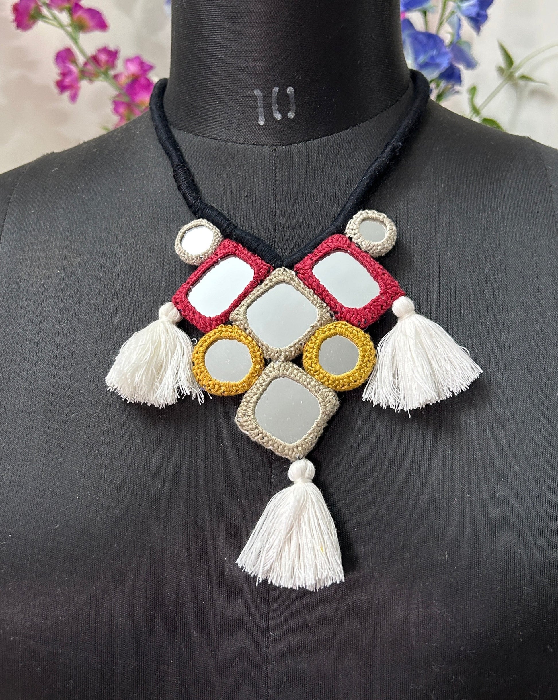 Handcrafted Mirrorwork Black Dori Neckpiece