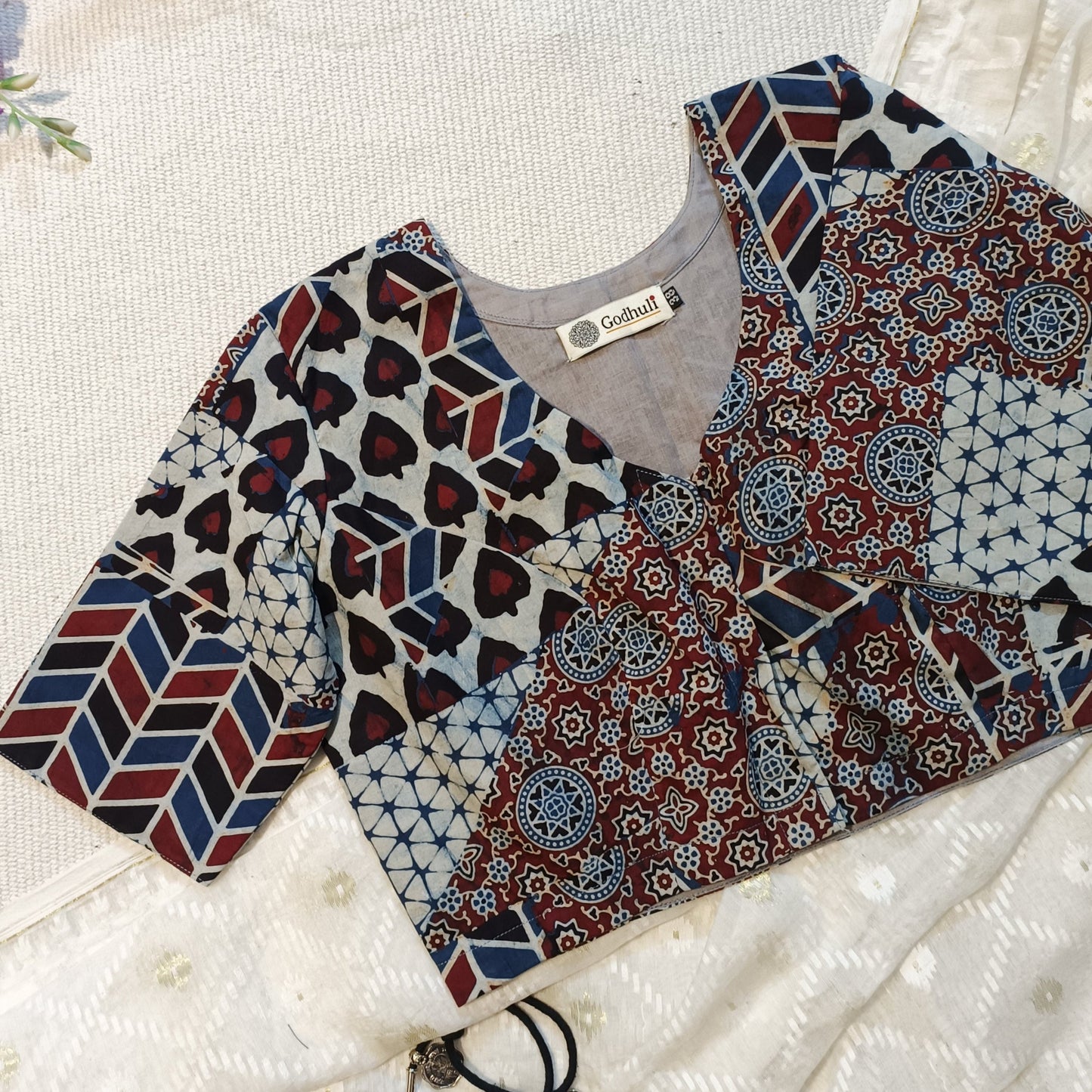 Indigo Maroon Abstract Ajrakh Blouse
