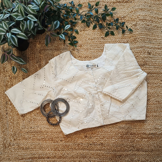 Ivory mirrorwork blouse
