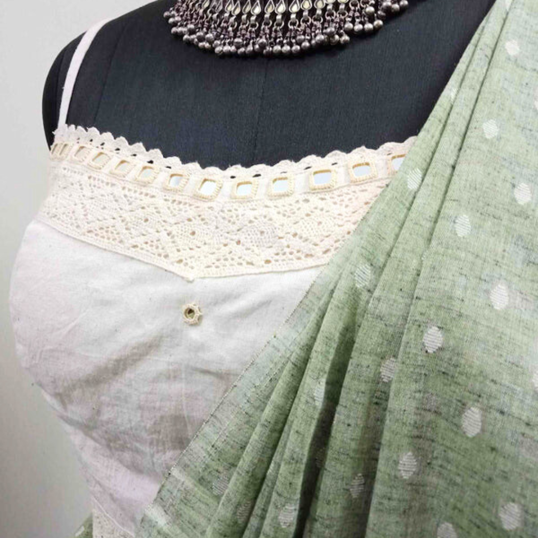 Ivory Spaghetti Mirror work Blouse