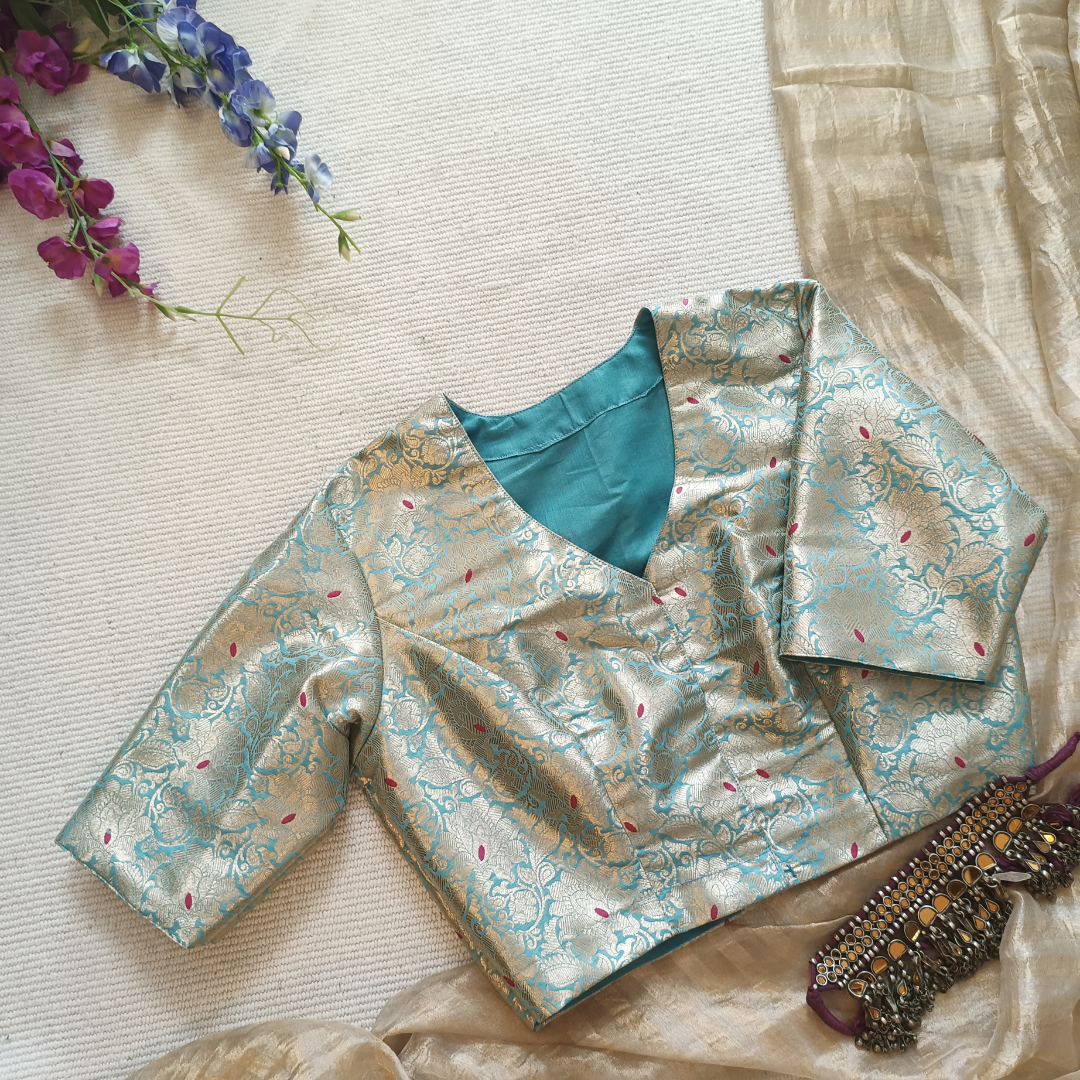 Light Blue Banarasi Brocade Blouse