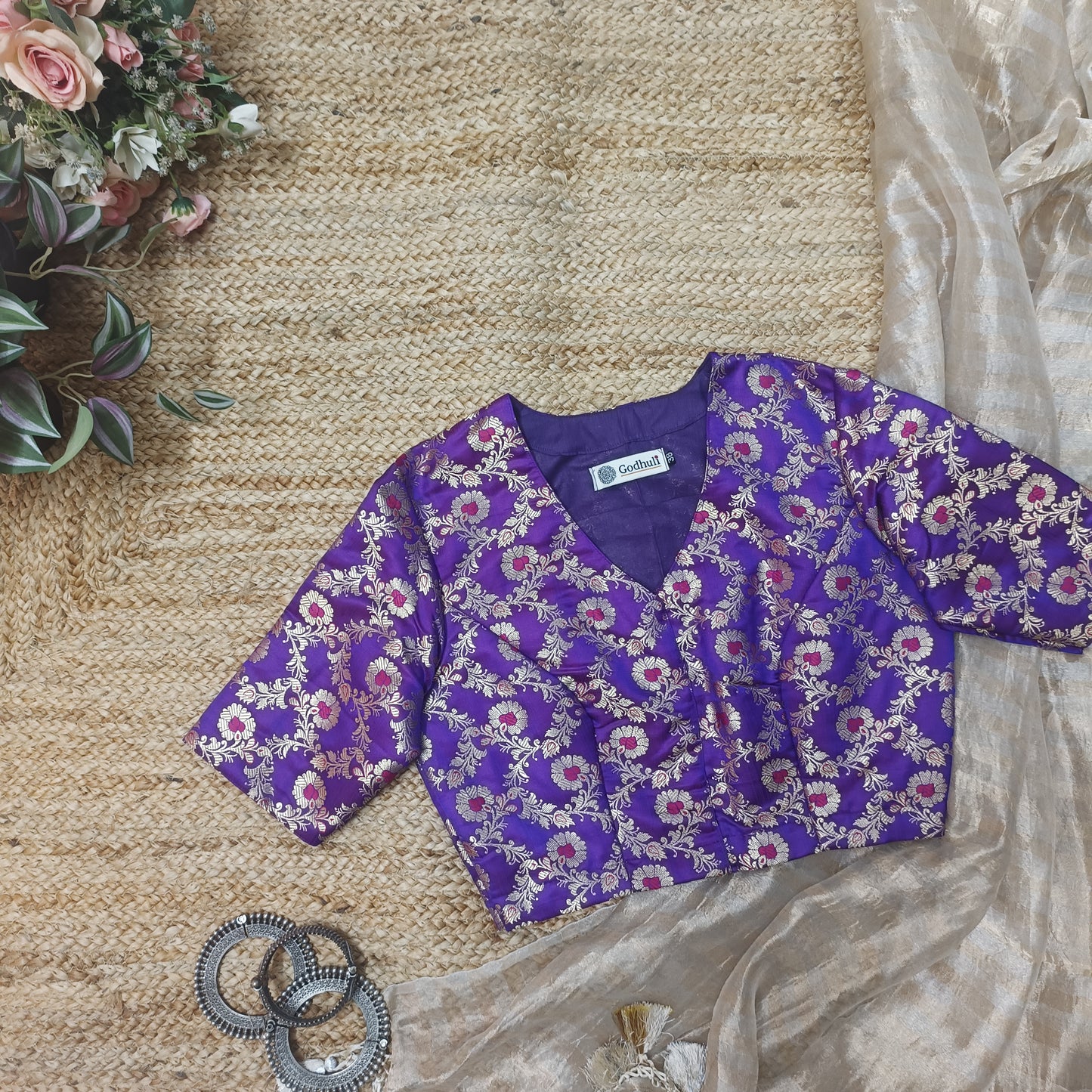 Magenta Purple Banarasi Brocade Blouse