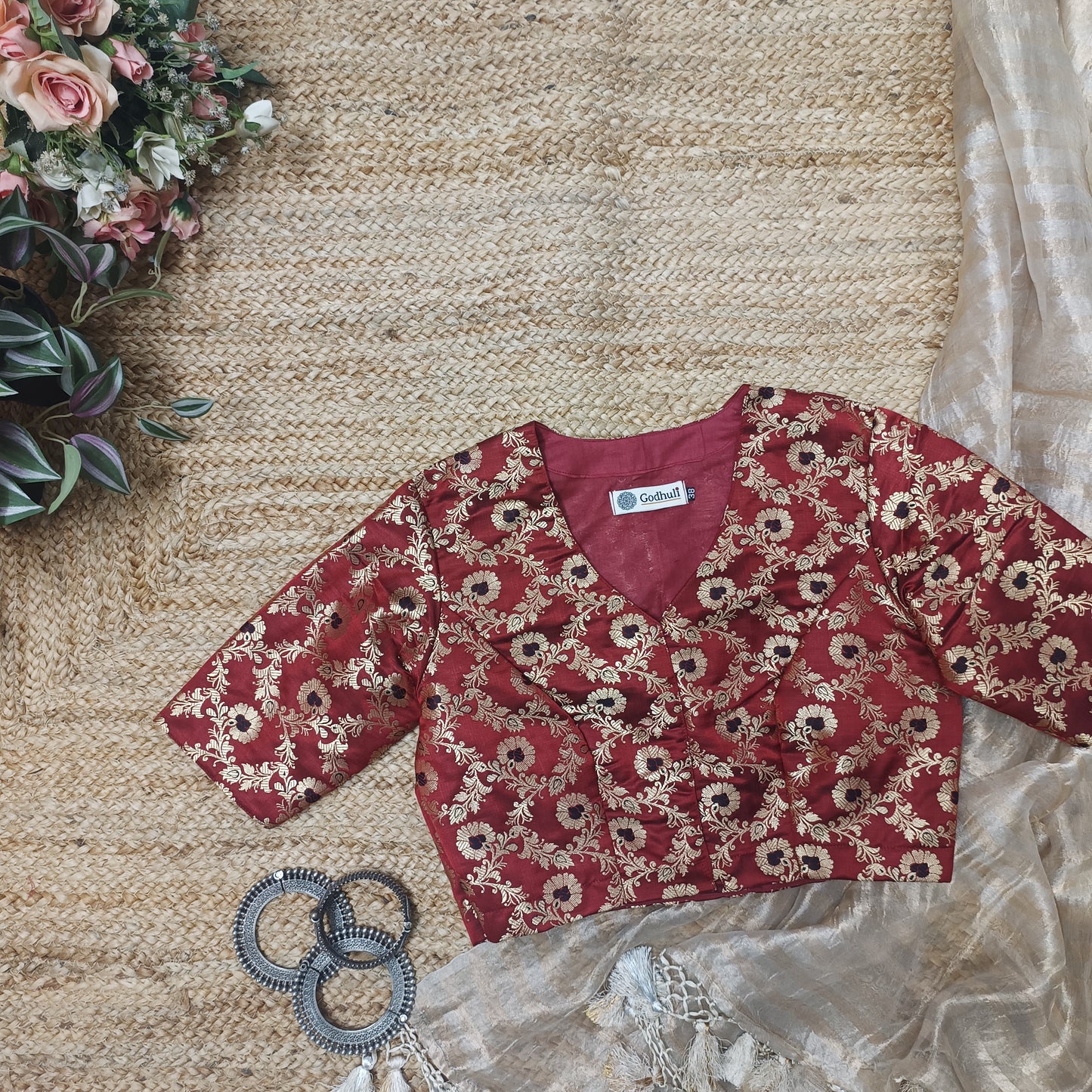 Maroon Black Banarasi Brocade Blouse