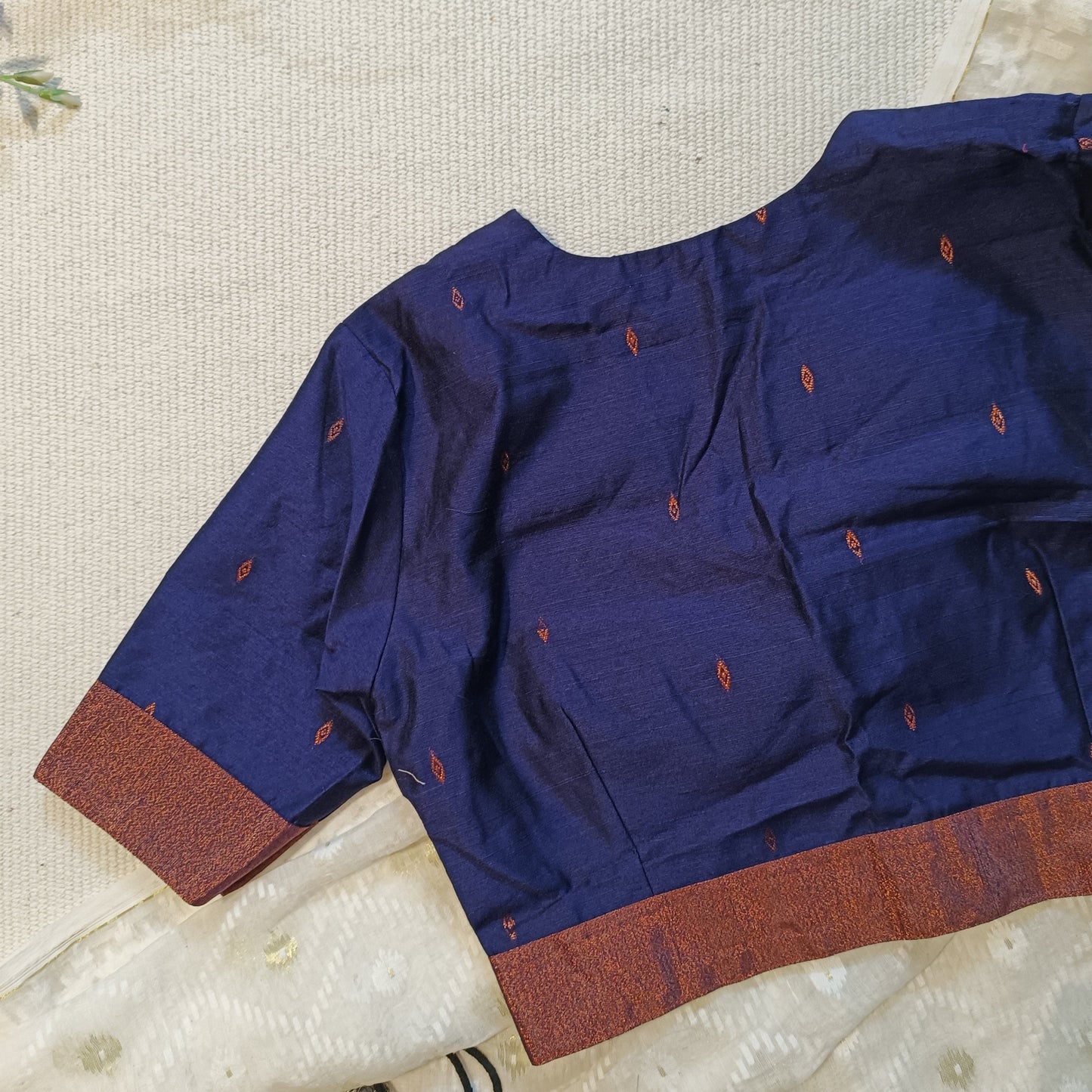 Navy Blue Chanderi Cotton Silk Blouse