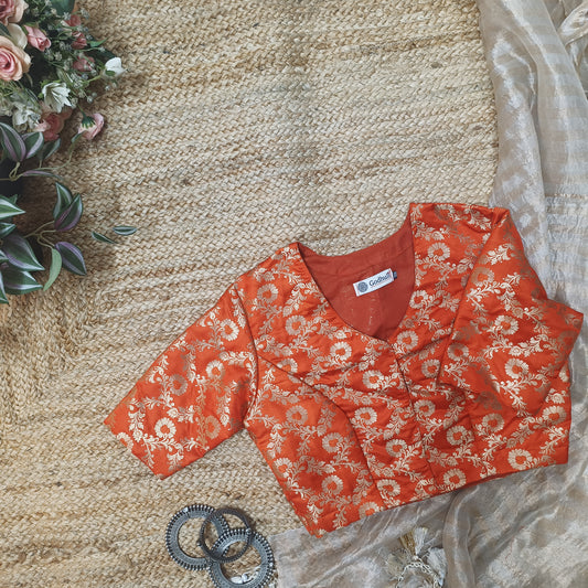 Orange Banarasi Brocade Blouse