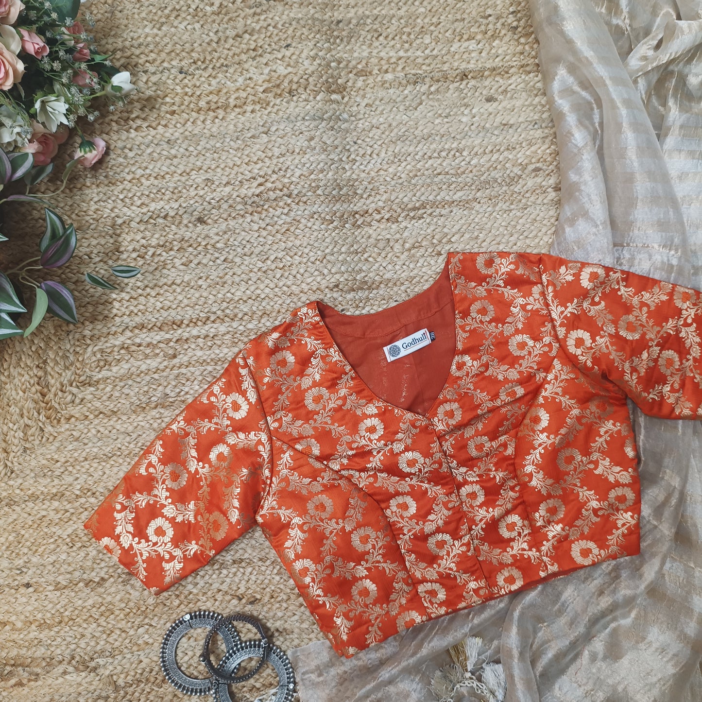 Orange Banarasi Brocade Blouse