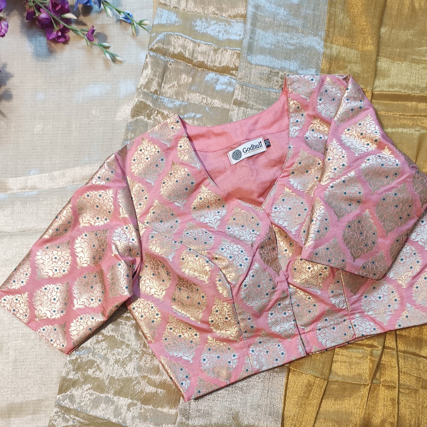 Peach Banarasi Brocade Blouse