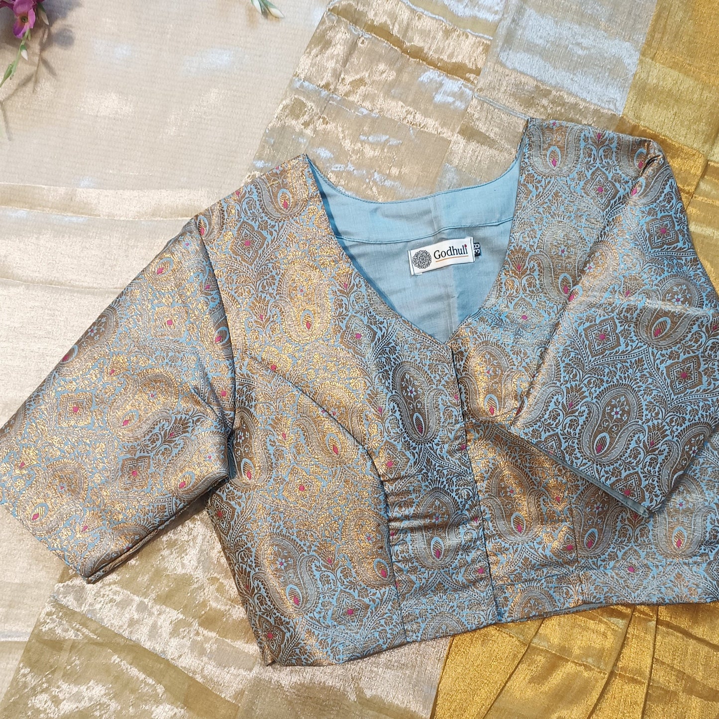 Powder Blue Banarasi Brocade Blouse