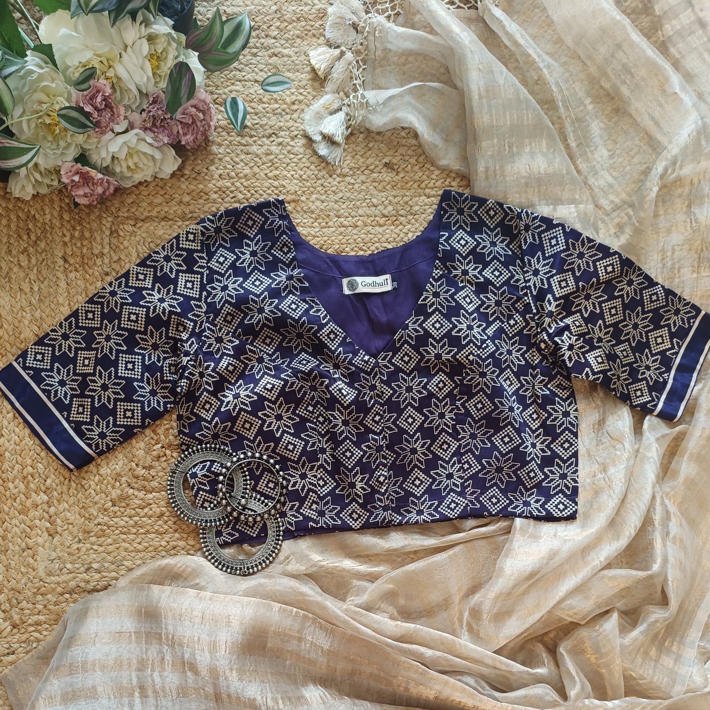 Purple Ikat Print Gaji Silk Blouse
