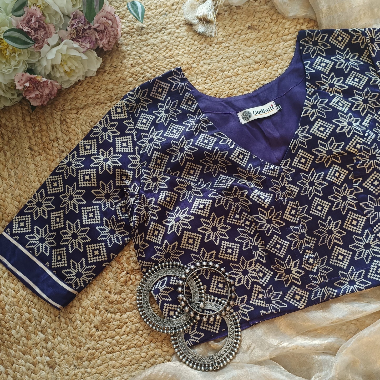 Purple Ikat Print Gaji Silk Blouse