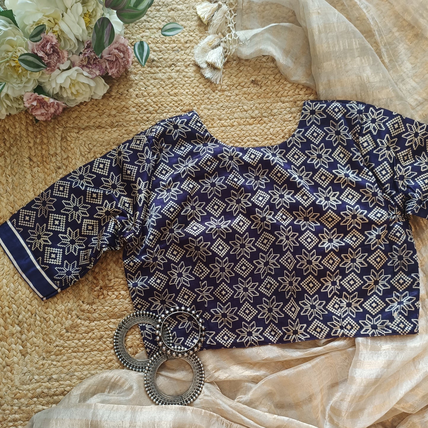 Purple Ikat Print Gaji Silk Blouse