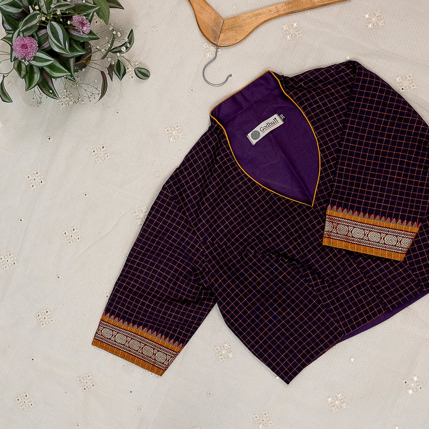 Purple Magenta Two Tone Checkered Blouse