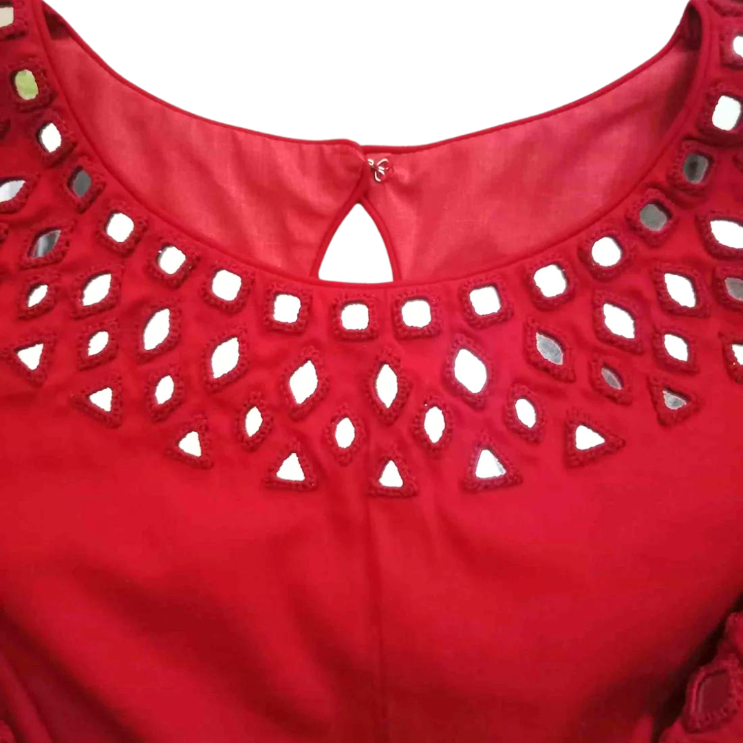 Red Mirrorwork Blouse