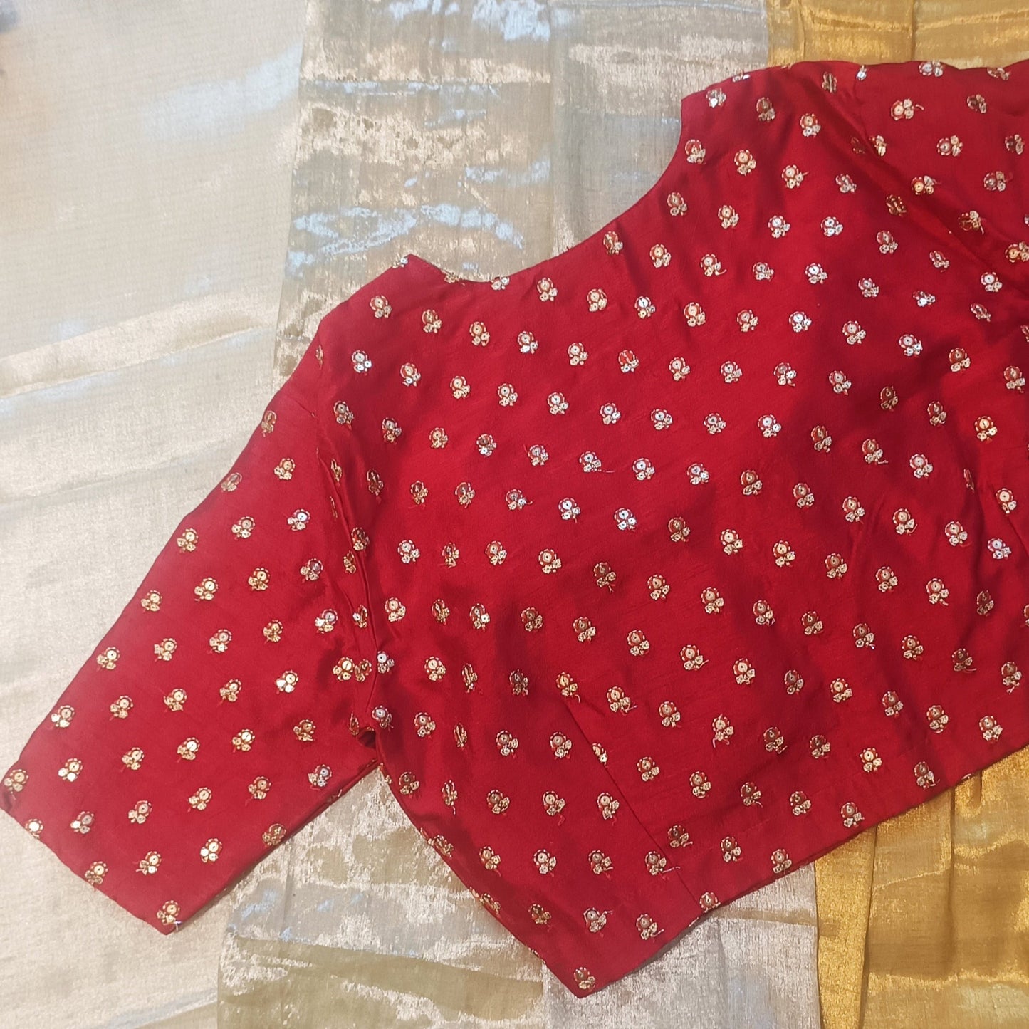 Red Zari Work Silk Blouse