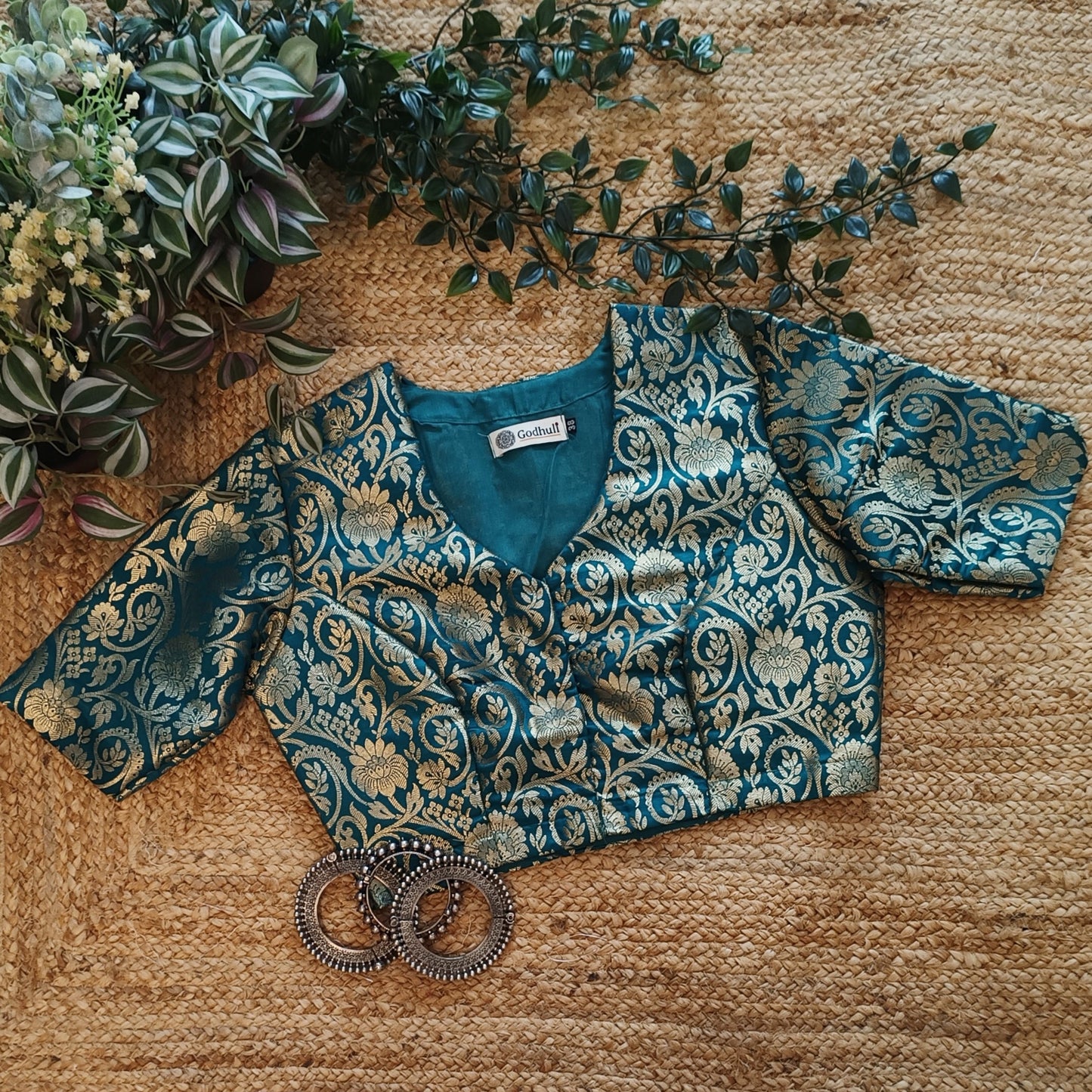 Sea Green Kimkhab Banarasi Brocade Blouse