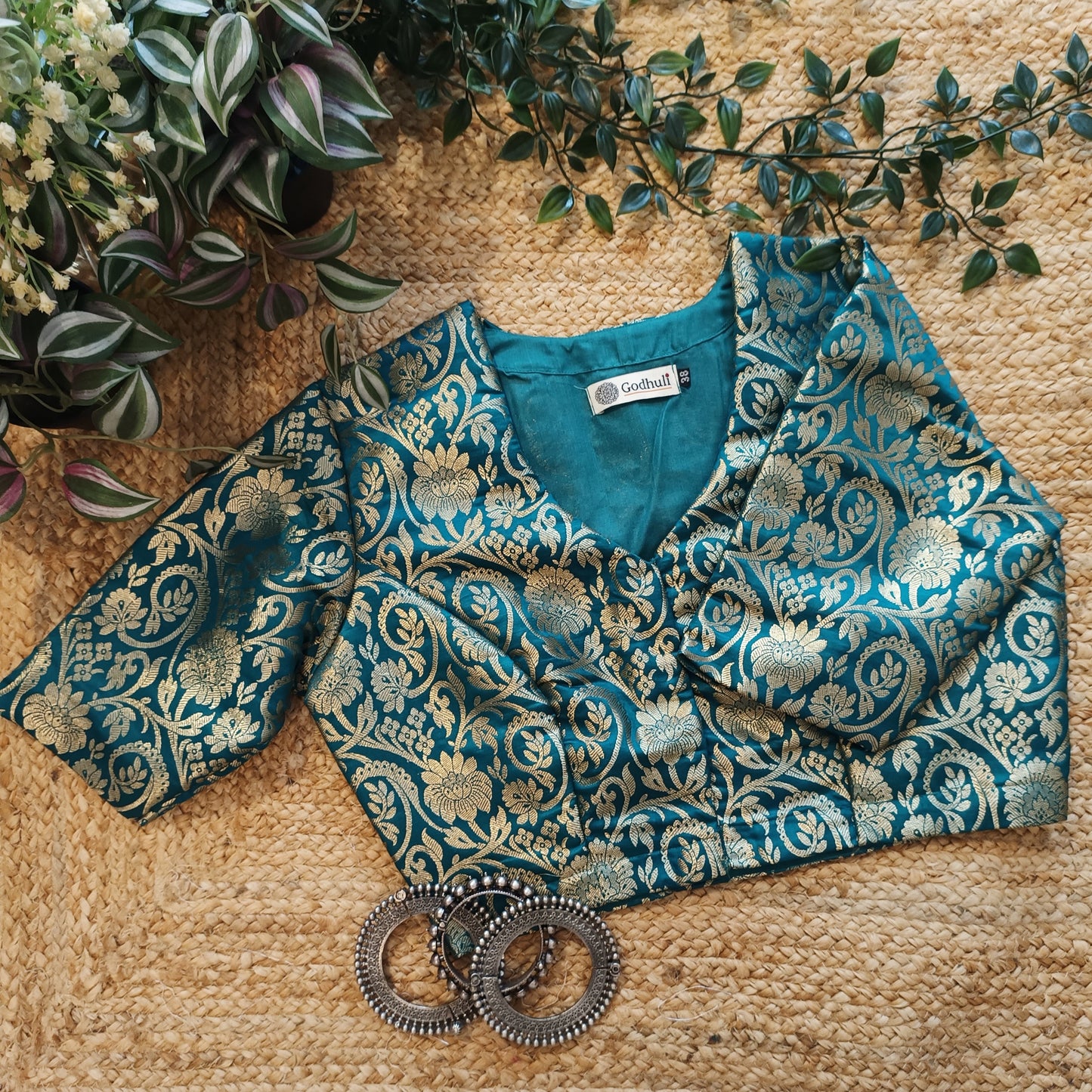 Sea Green Kimkhab Banarasi Brocade Blouse