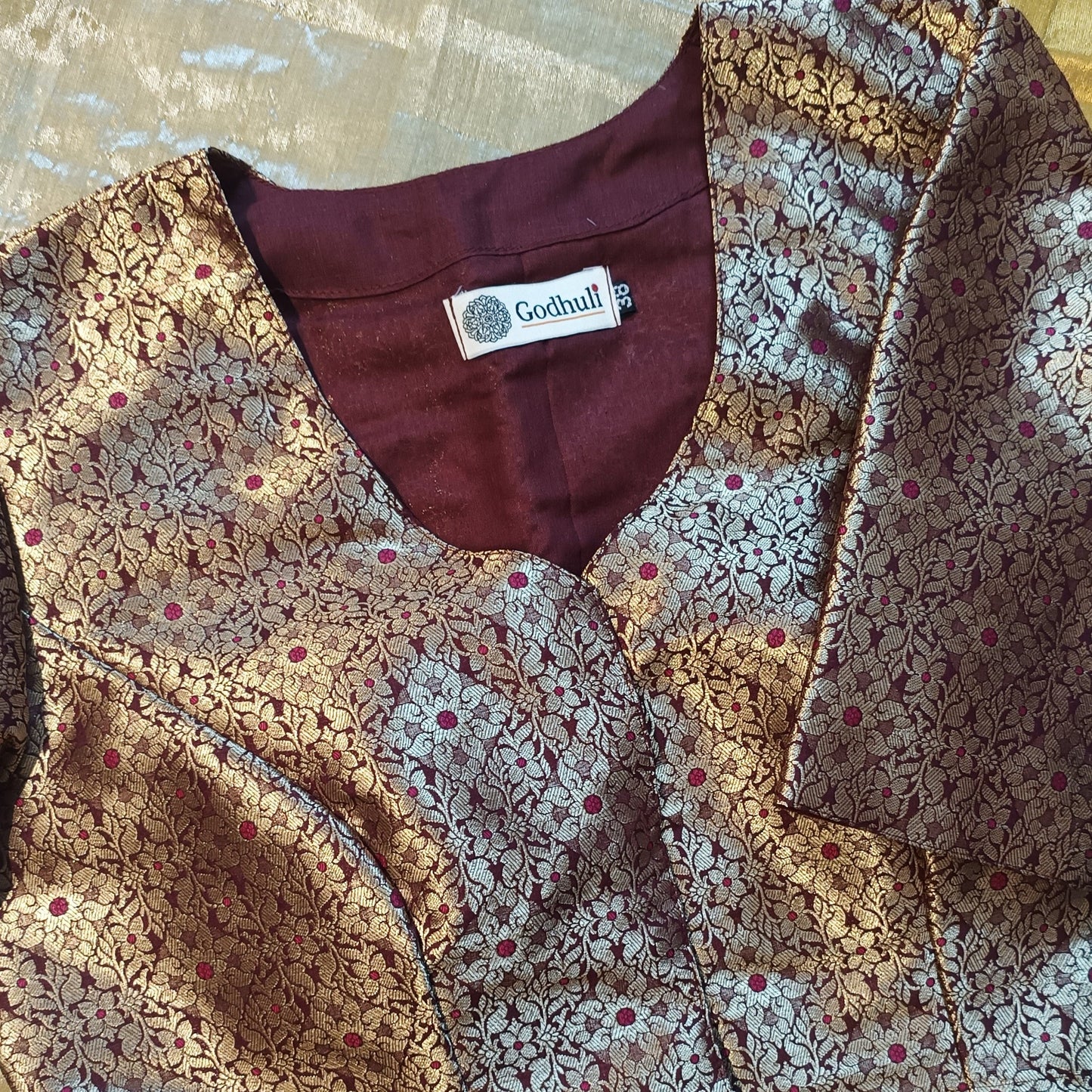 Wine Golden Banarasi Brocade Blouse