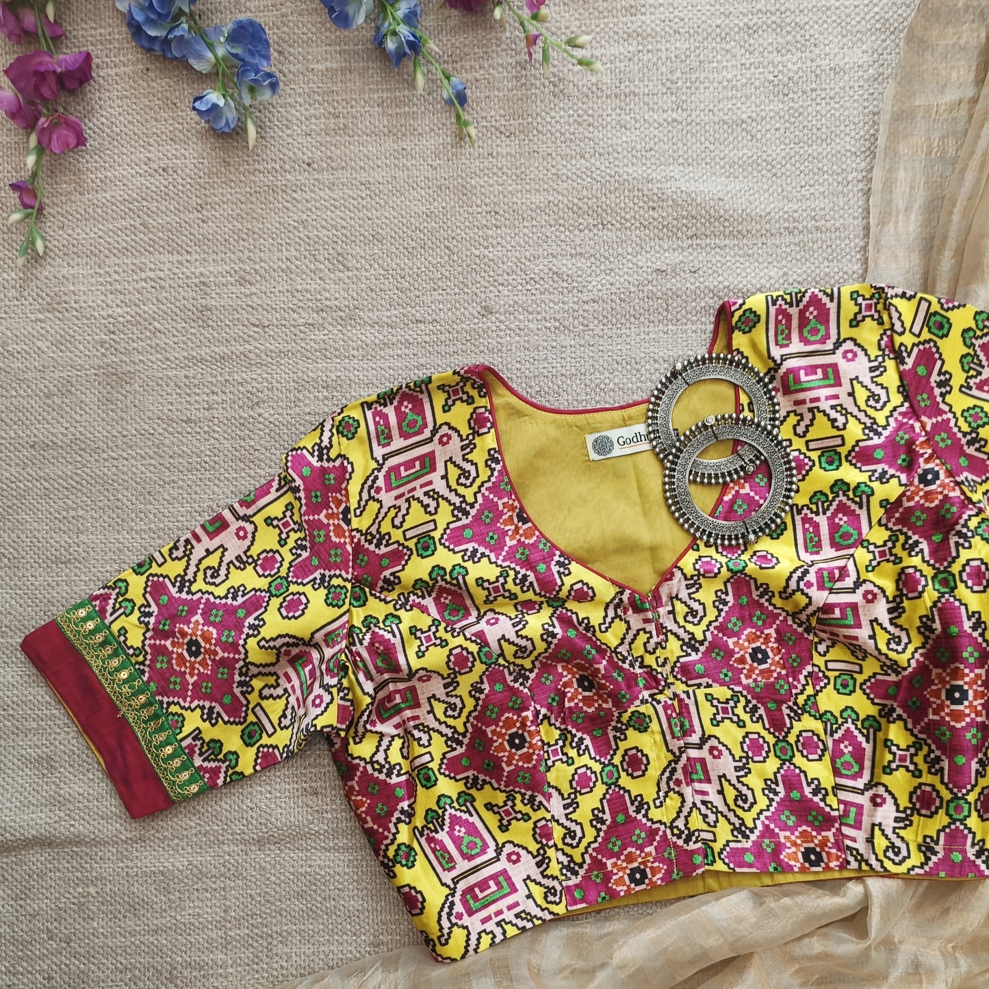 Yellow Gaji Silk Patola Blouse