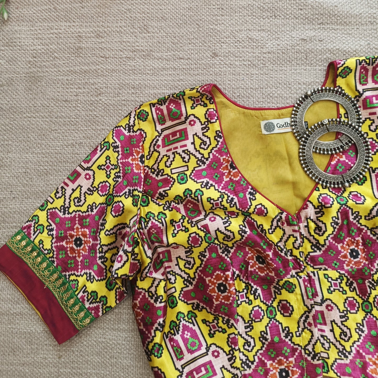 Yellow Gaji Silk Patola Blouse
